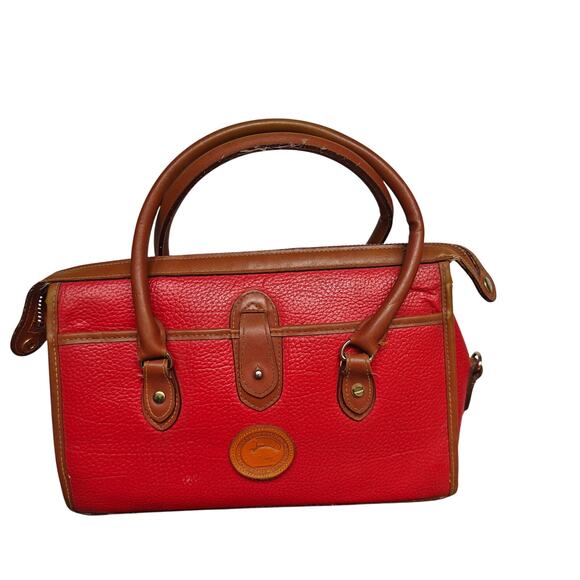 Dooney & Bourke All Weather Leather Satchel – Red Pebbled, Vintage 80s/90s - Picture 2 of 8